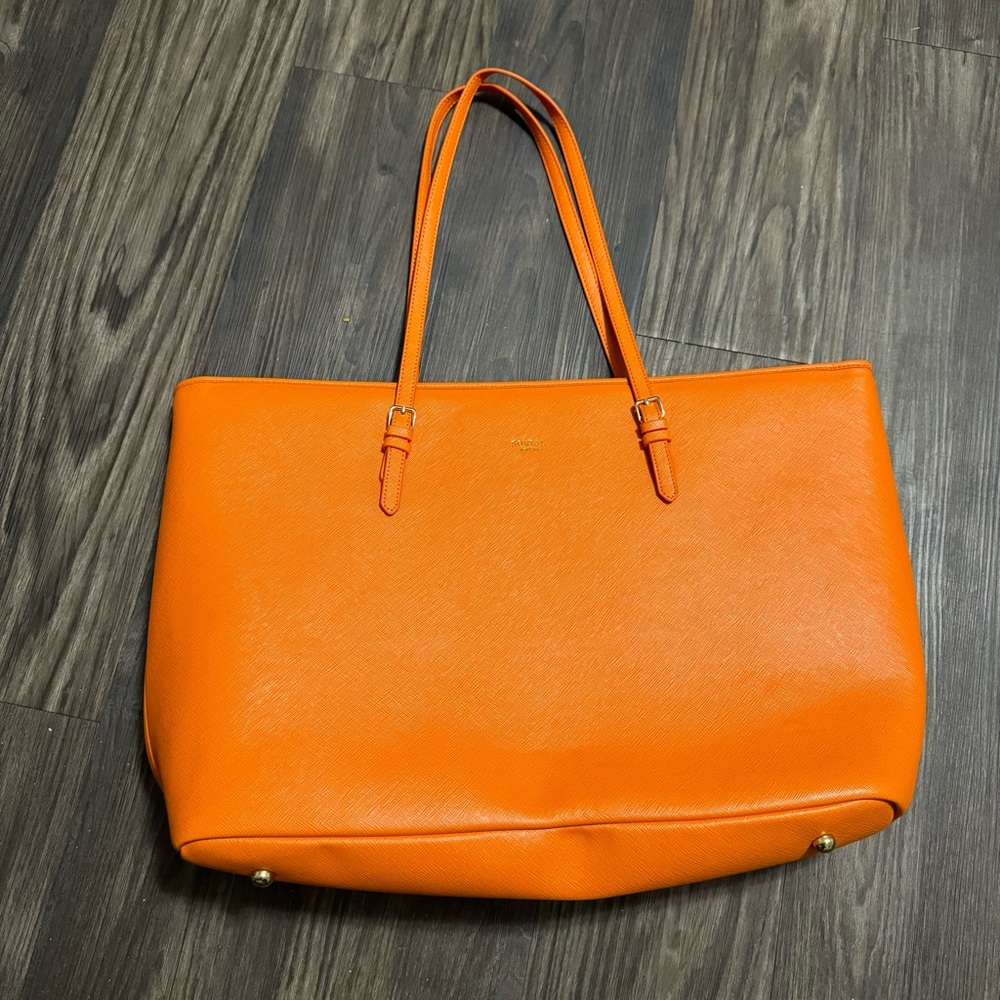 Sorial Leather Orange Tote Bag Large